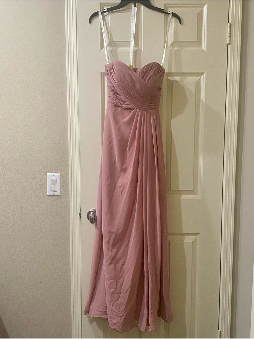 Azazie Dusty Rose Strapless Chiffon Maxi Dress